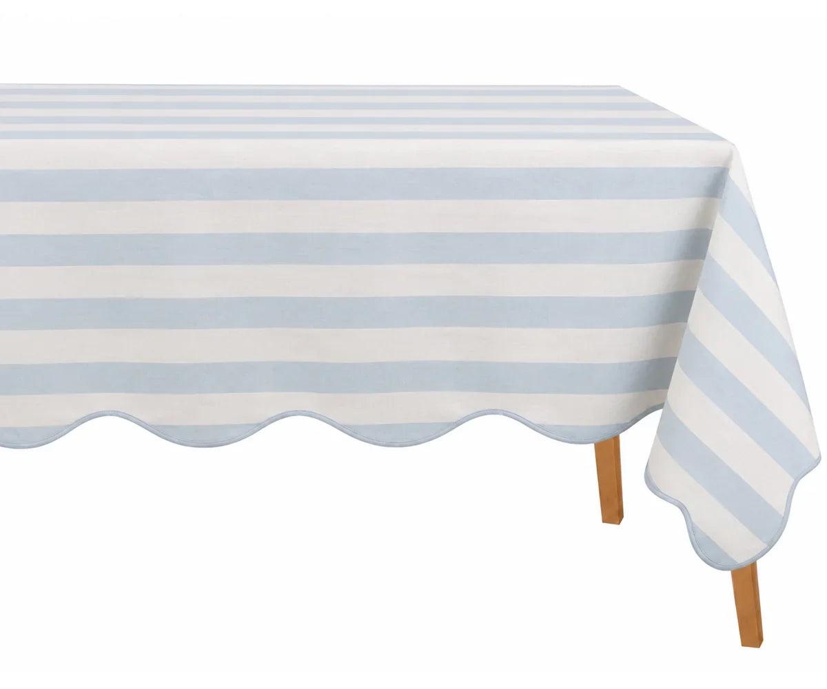 Scalloped Edge Tablecloth - Striped