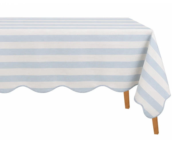 Scalloped Edge Tablecloth - Striped