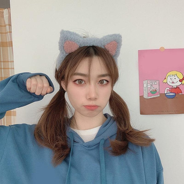 Cotton Cat's ears Autumn Winter 1Pc Plush Soft Warm Headband Hair Band Headwear for Women Girl Mix Styling Gorgeous Hair Accessories For Women