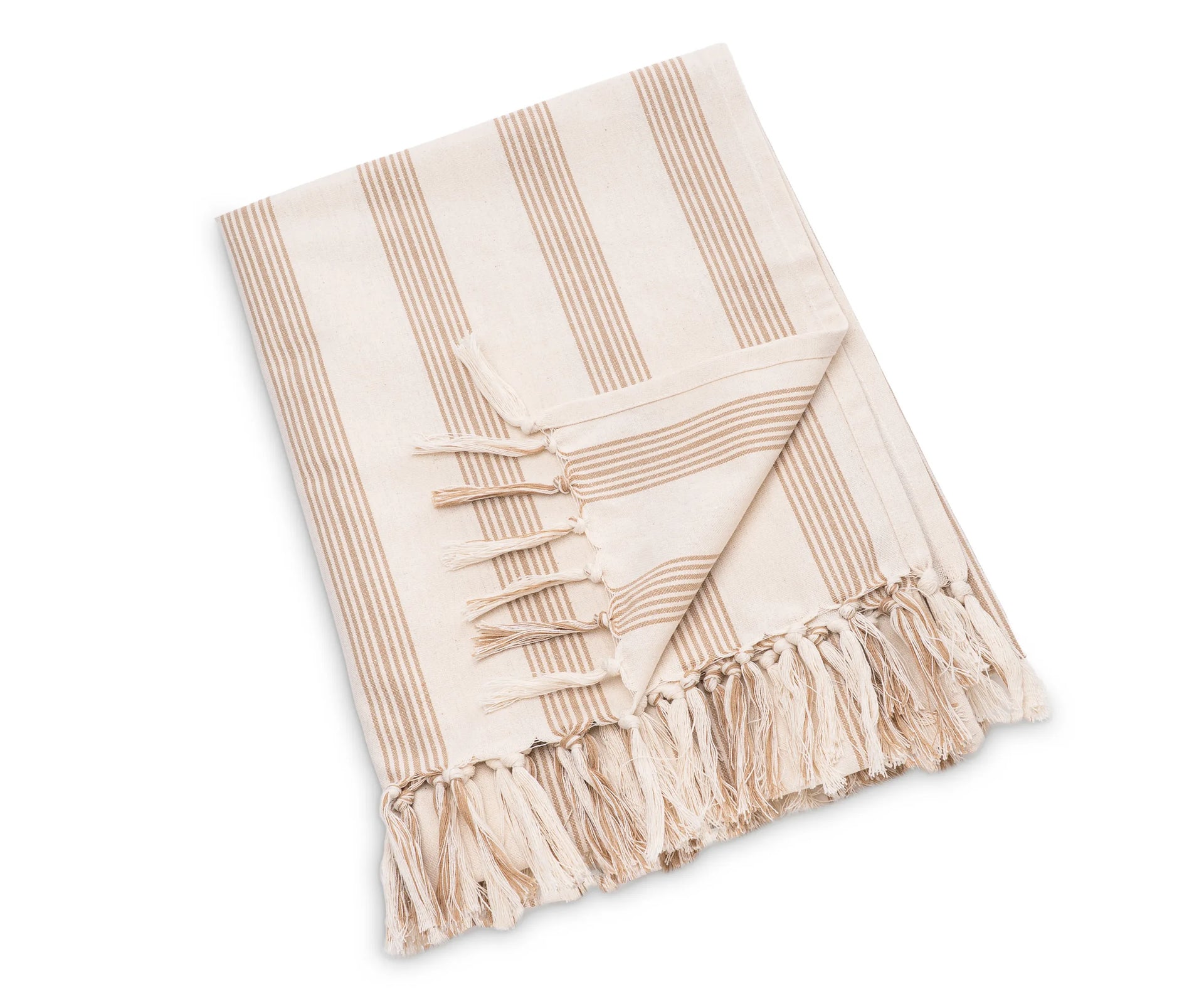 Beige Throw Striped Cotton Sofa Throw