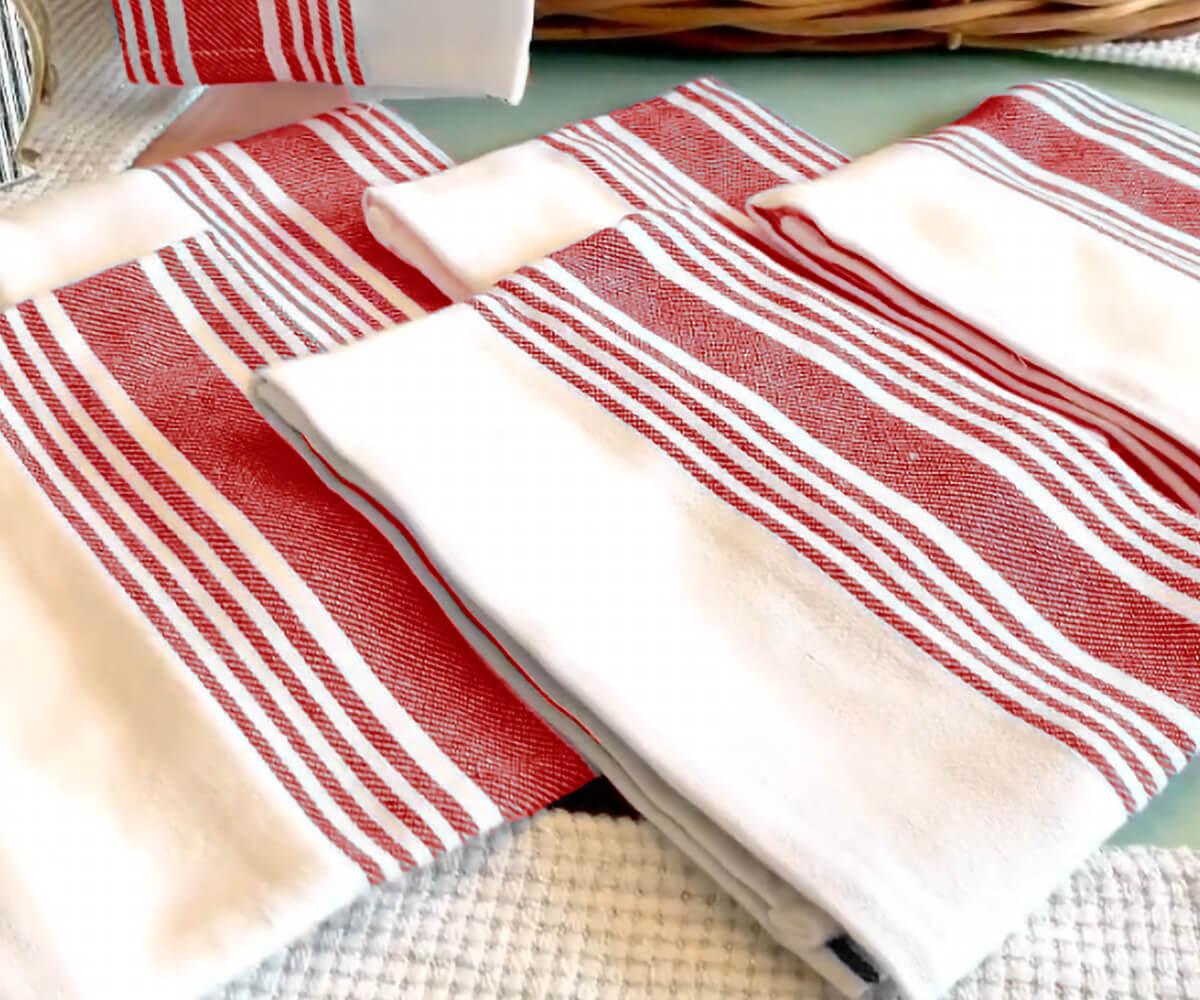 Red Kitchen Towels Set of 6