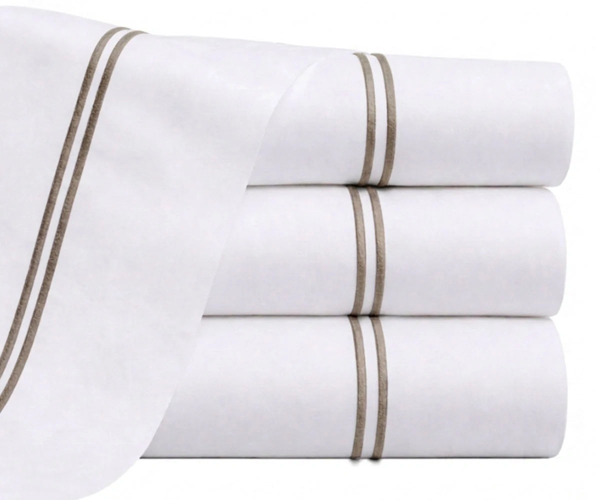 Cotton Flat Sheet - Line Embroidery