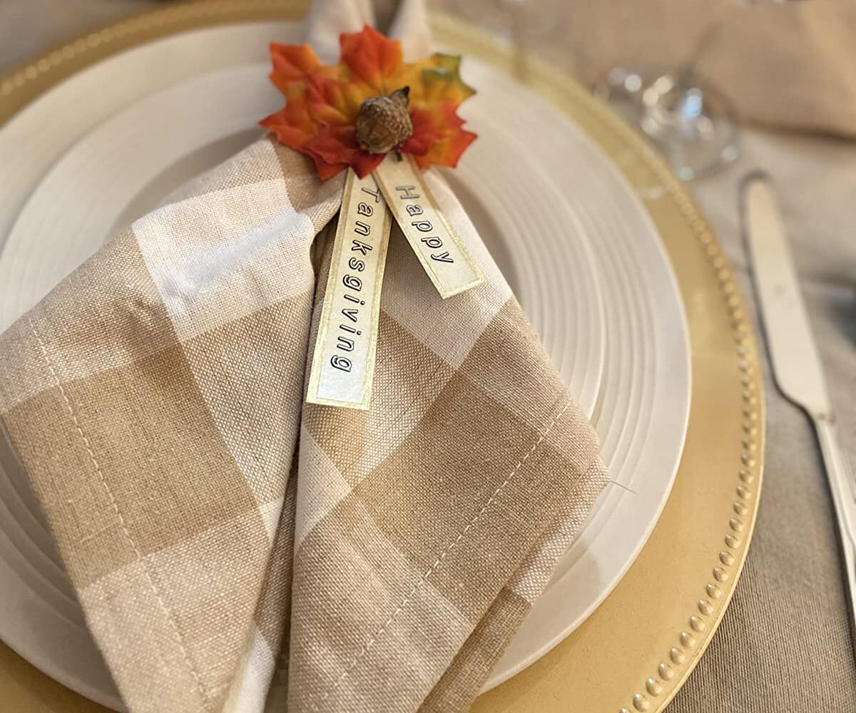 Beige Plaid Napkins