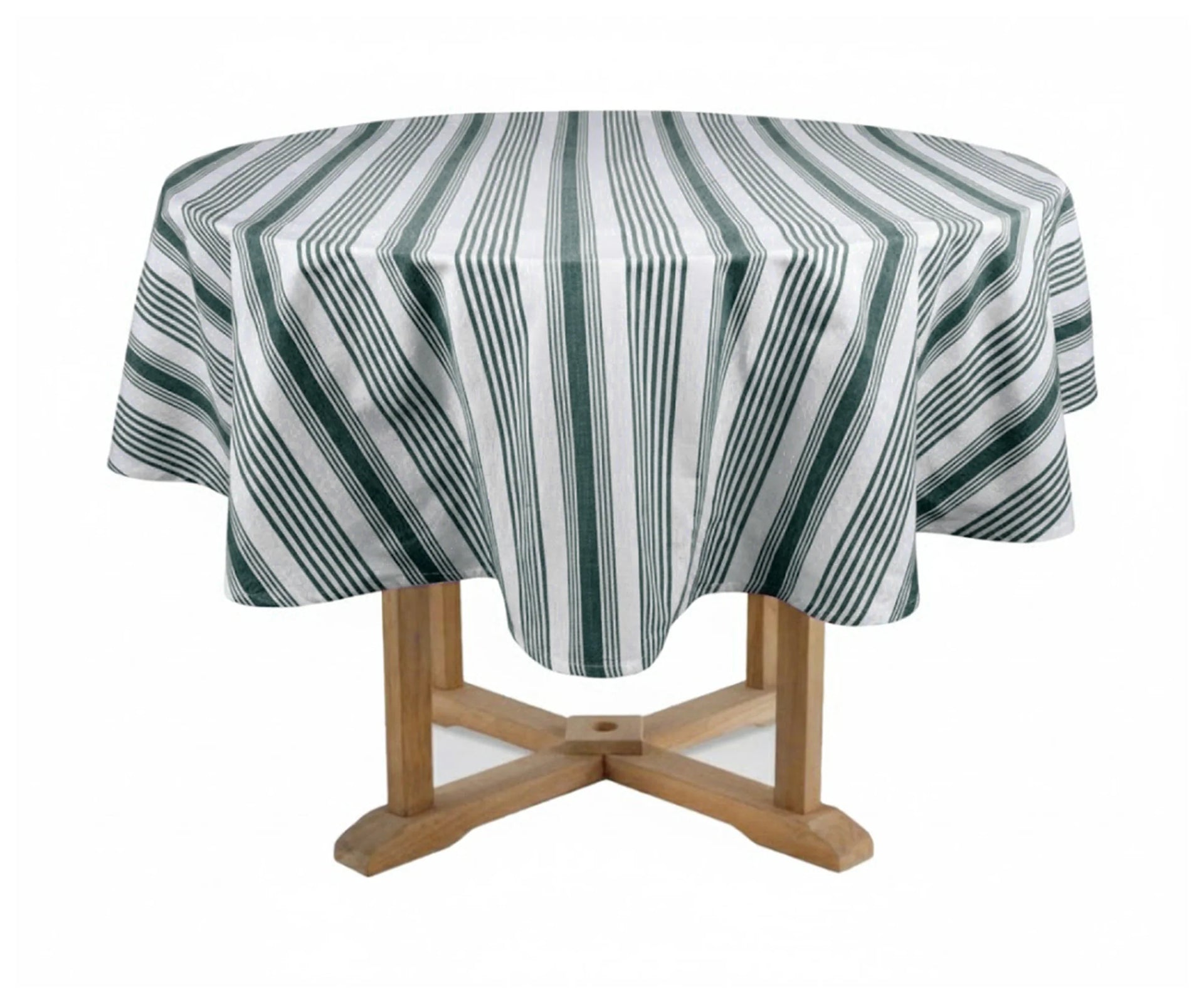 Green and White Round Tablecloth