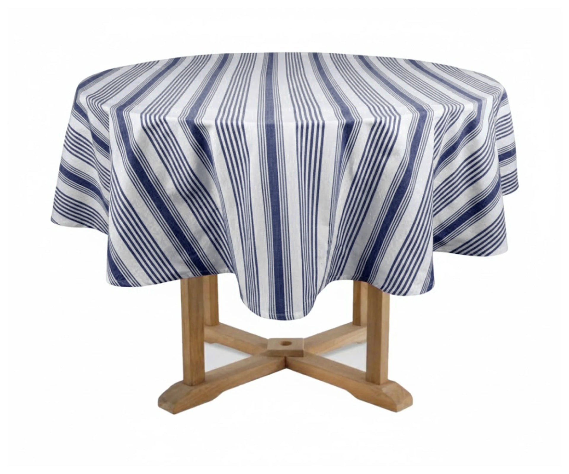 Striped Round Tablecloth - Navy
