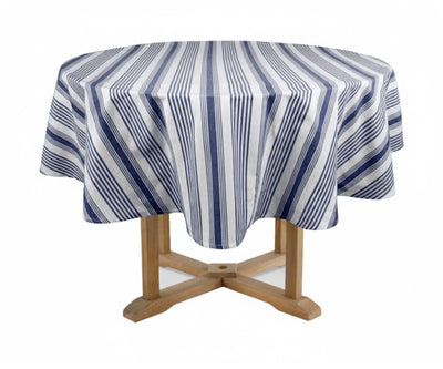 Striped Round Tablecloth - Navy