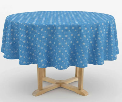Blue and White Round Tablecloth