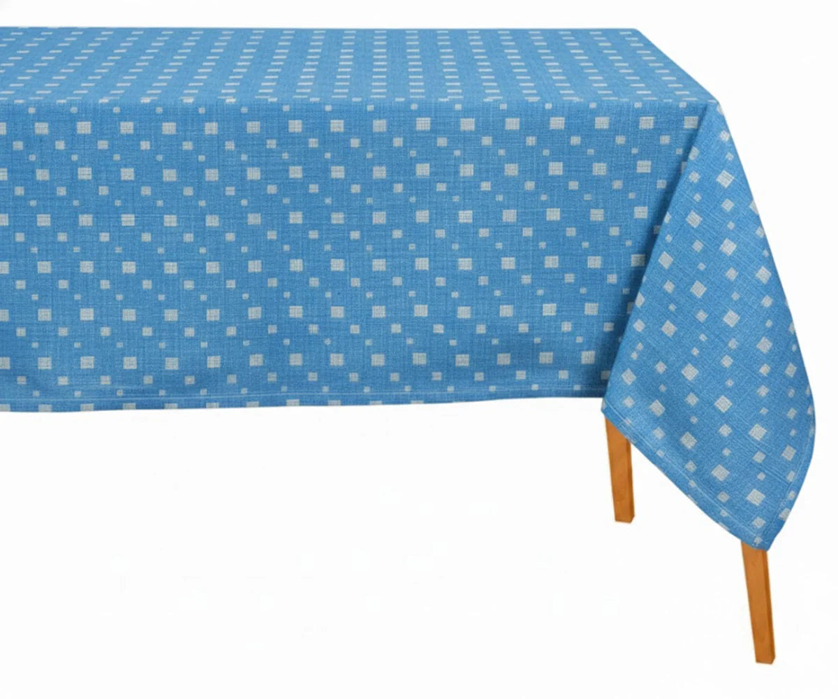 Block Print Tablecloth - Blue and White