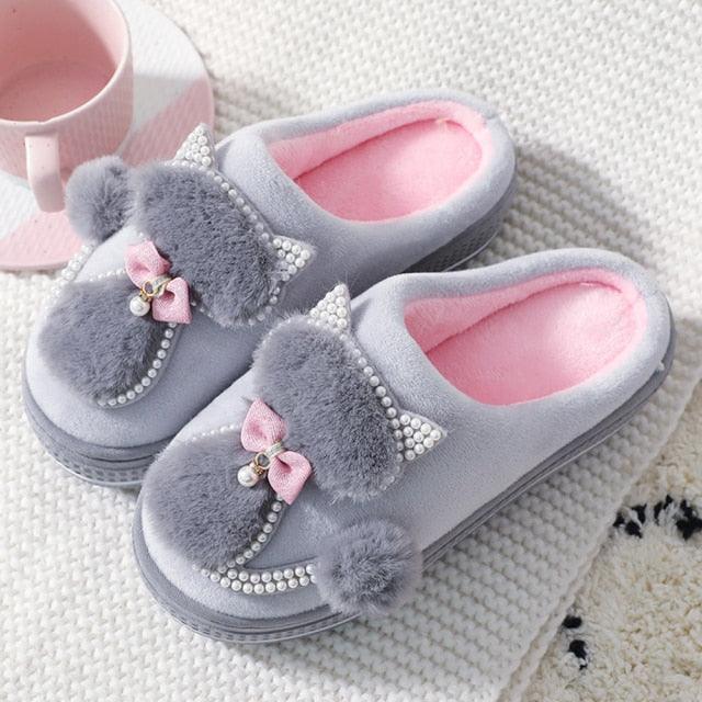 Cotton Women Cute Slippers Indoor Shoes For Women Winter Home Slippers Warm Footwear Winter Cotton Slippers Memory Foam House Slippers Cozy Fluffy Bedroom Couples Slippers