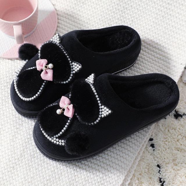 Cotton Women Cute Slippers Indoor Shoes For Women Winter Home Slippers Warm Footwear Winter Cotton Slippers Memory Foam House Slippers Cozy Fluffy Bedroom Couples Slippers
