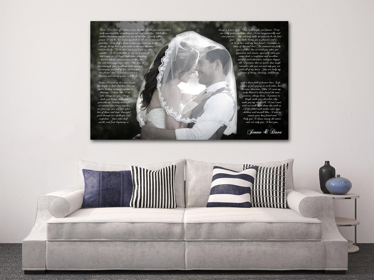 First Wedding Anniversary Gift - Your Wedding Vows On Canvas