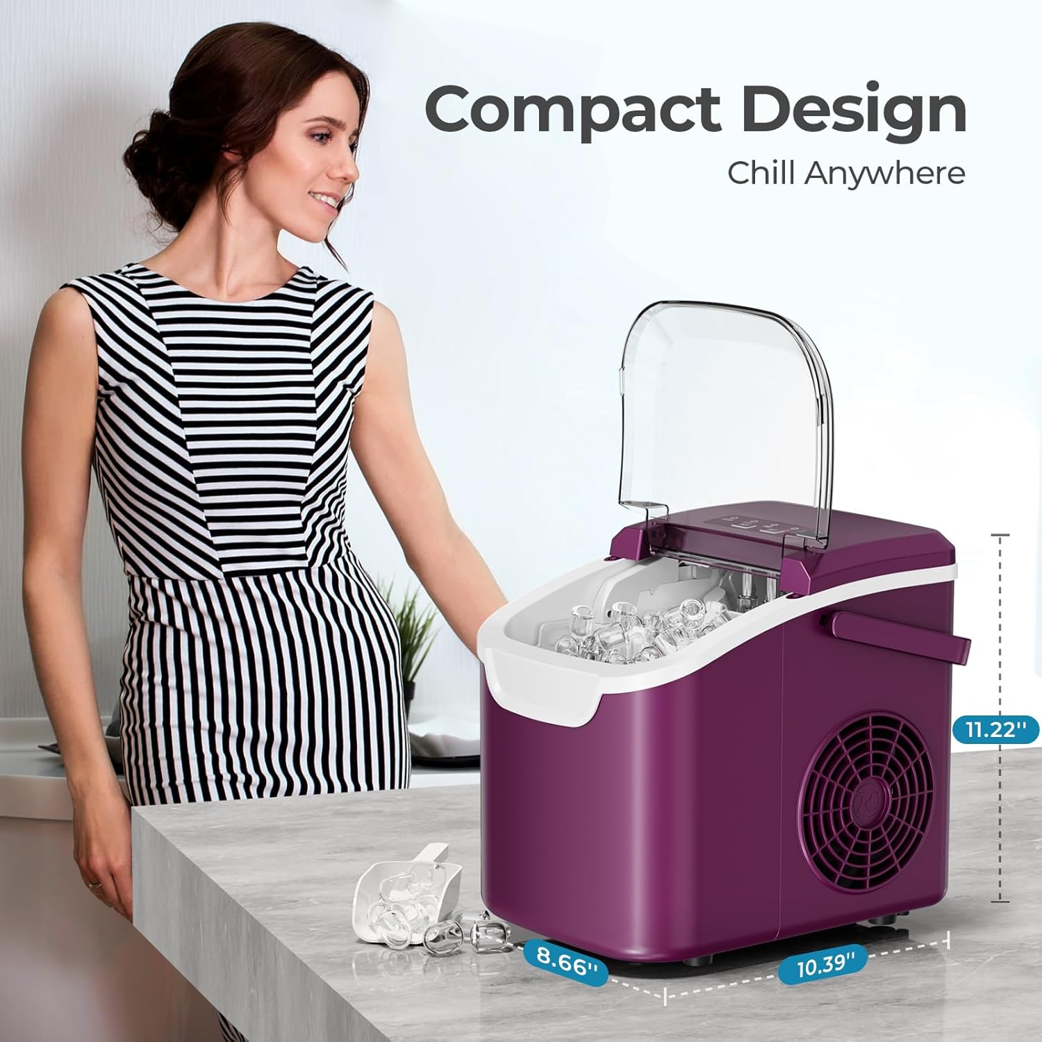 Countertop Ice Maker, 26 lbs/Day ice Production 58012RIM0 Kismile