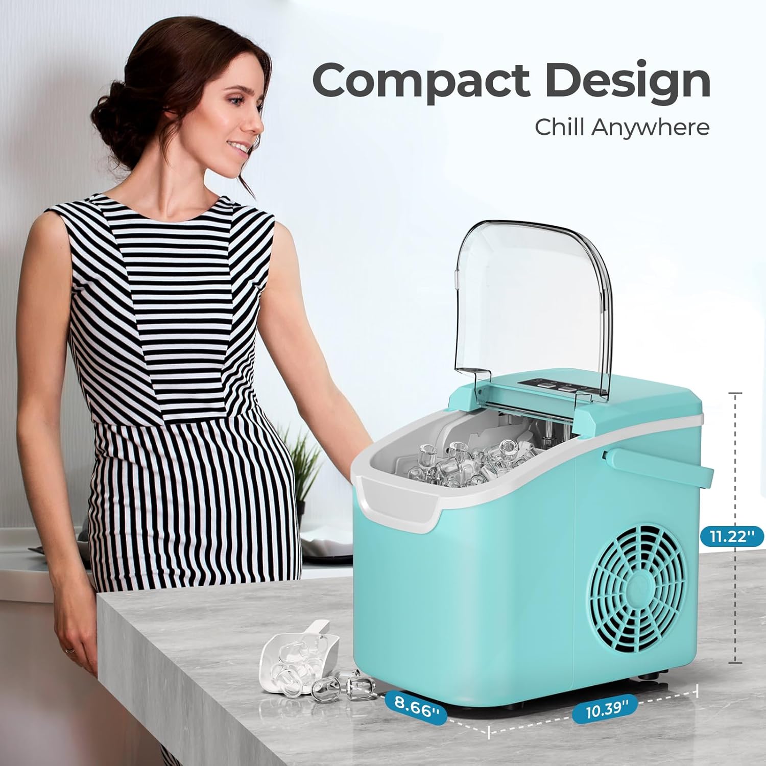 Countertop Ice Maker, 26 lbs/Day ice Production 58012RIM0 Kismile