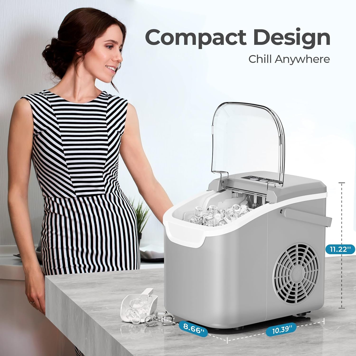 Countertop Ice Maker, 26 lbs/Day ice Production 58012RIM0 Kismile