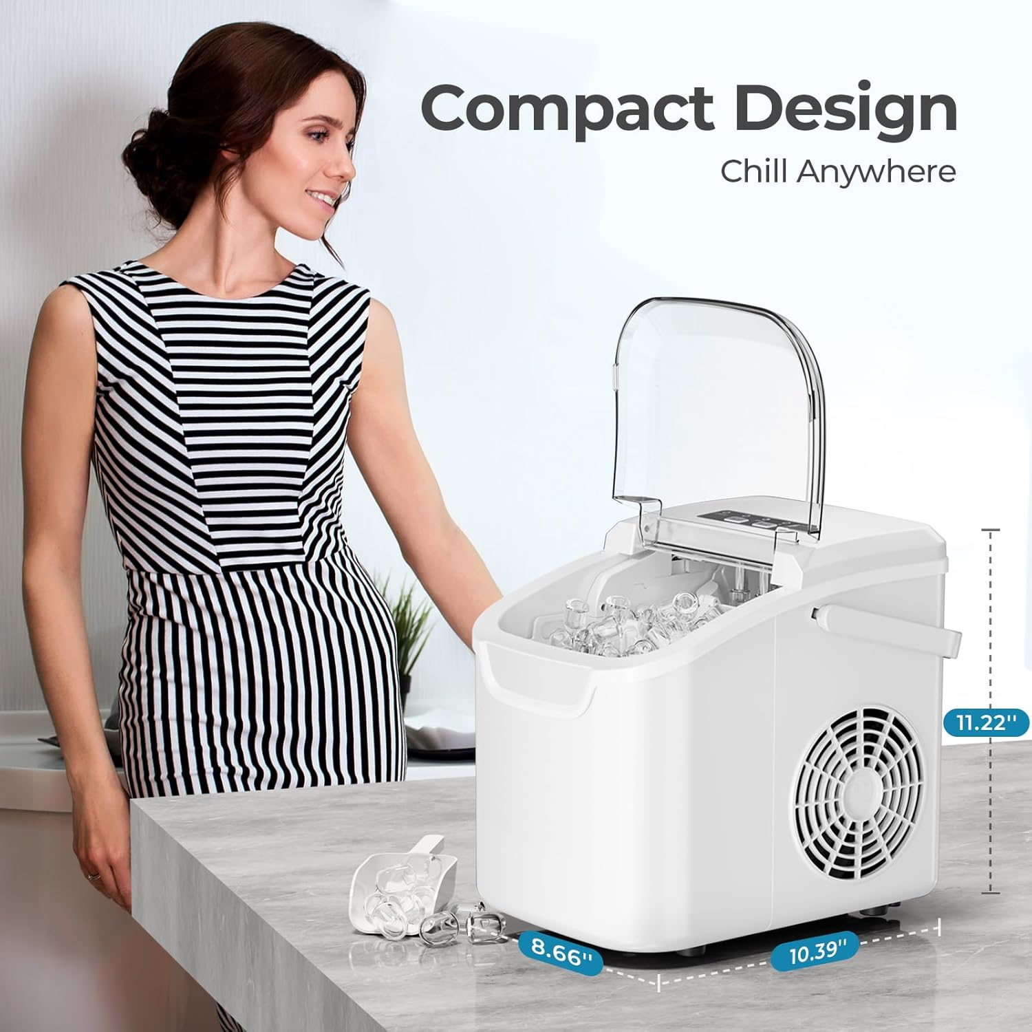 Countertop Ice Maker, 26 lbs/Day ice Production 58012RIM0 Kismile