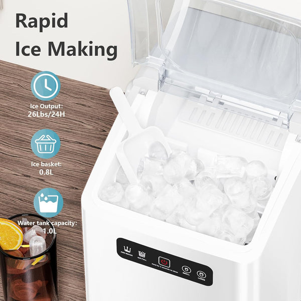 Countertop Ice Maker,Portable Ice Machine with Handle,for Home/Kitchen/Camping/RV Z3424-BLACK Kismile