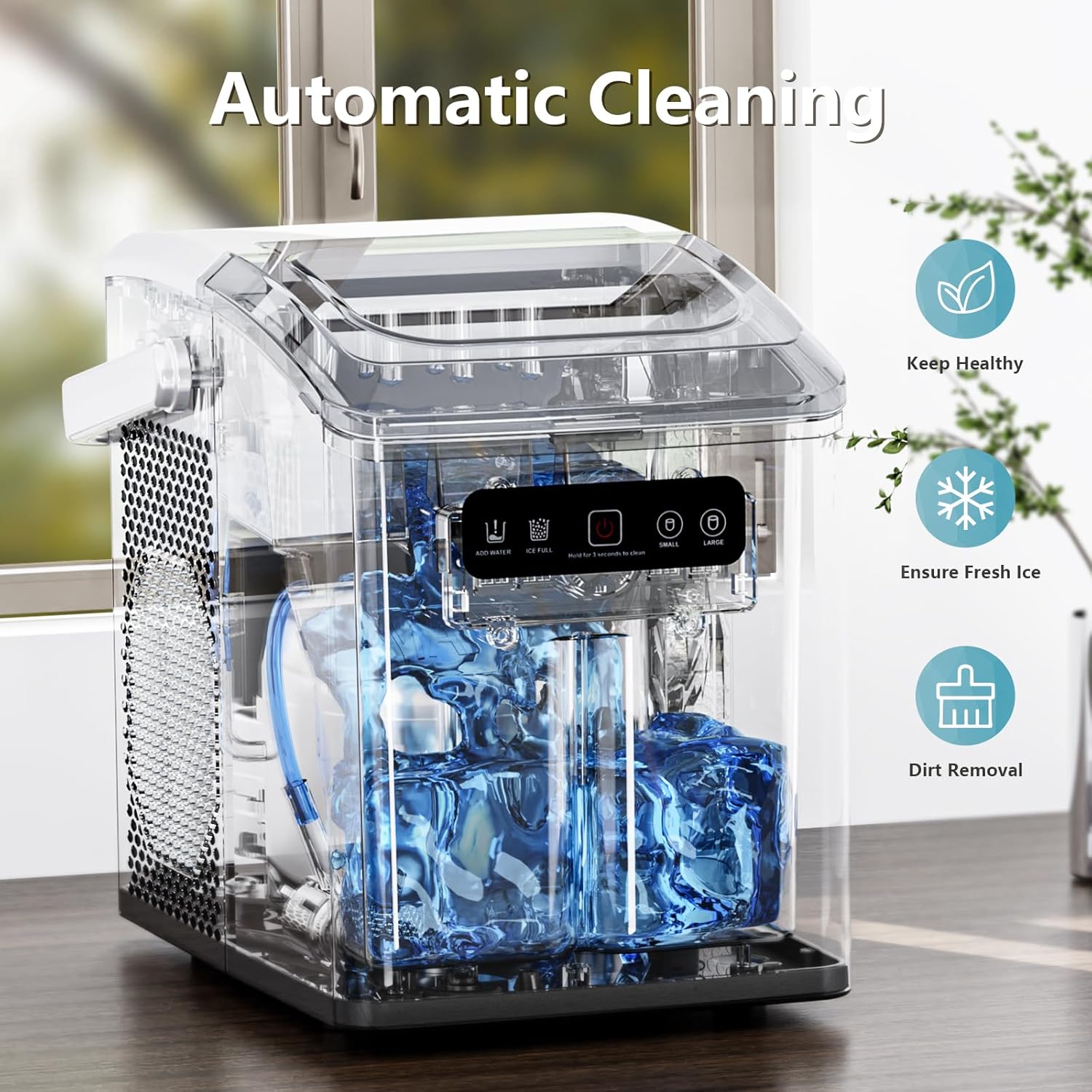 Countertop Ice Maker,Portable Ice Machine with Handle,for Home/Kitchen/Camping/RV Z3424-BLACK Kismile