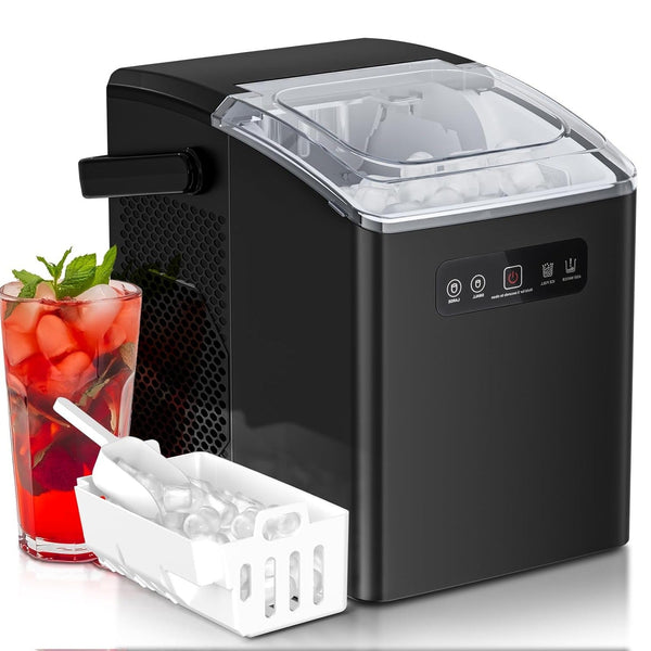 Countertop Ice Maker,Portable Ice Machine with Handle,for Home/Kitchen/Camping/RV Z3424-BLACK Kismile