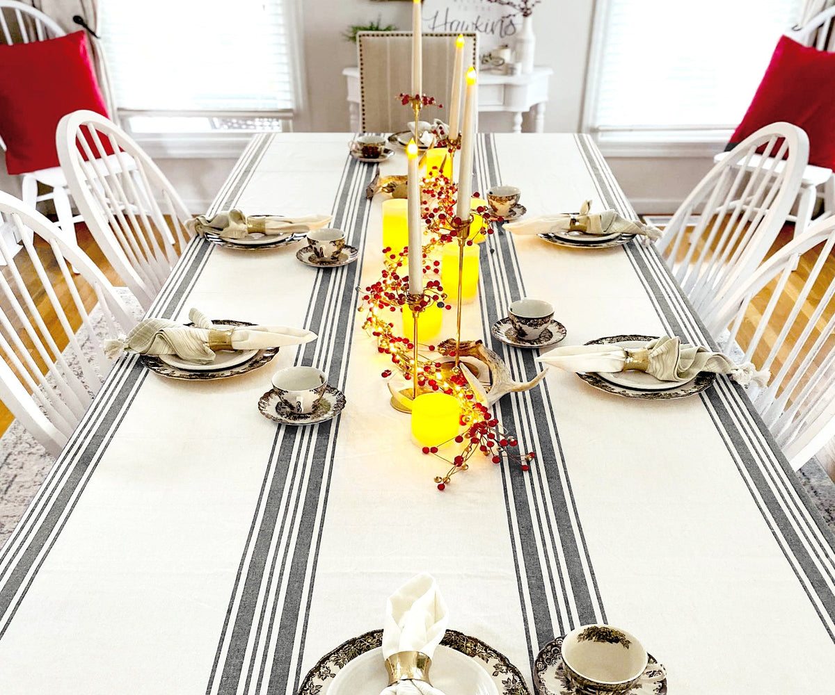 Cotton Striped Tablecloth - Rectangle Tablecloths