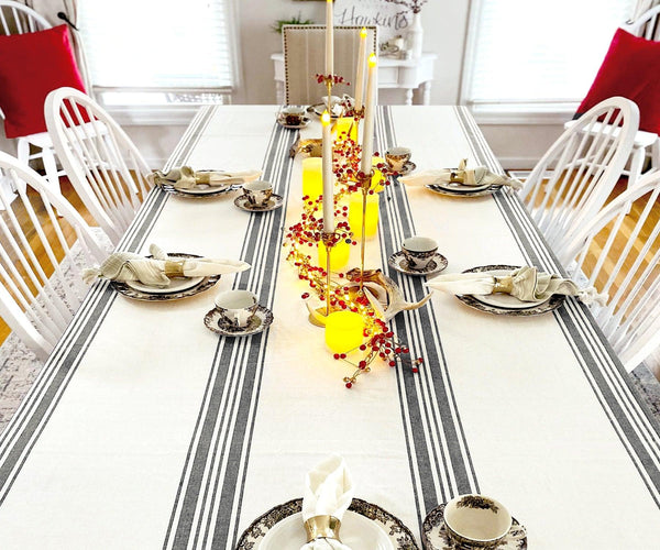 Cotton Striped Tablecloth - Rectangle Tablecloths