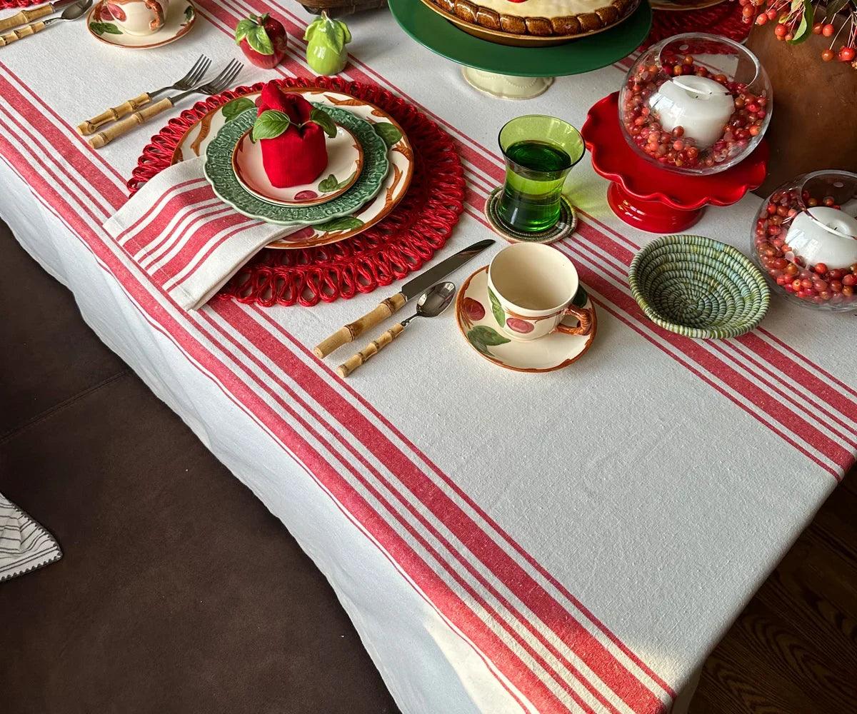 Red Striped Tablecloth