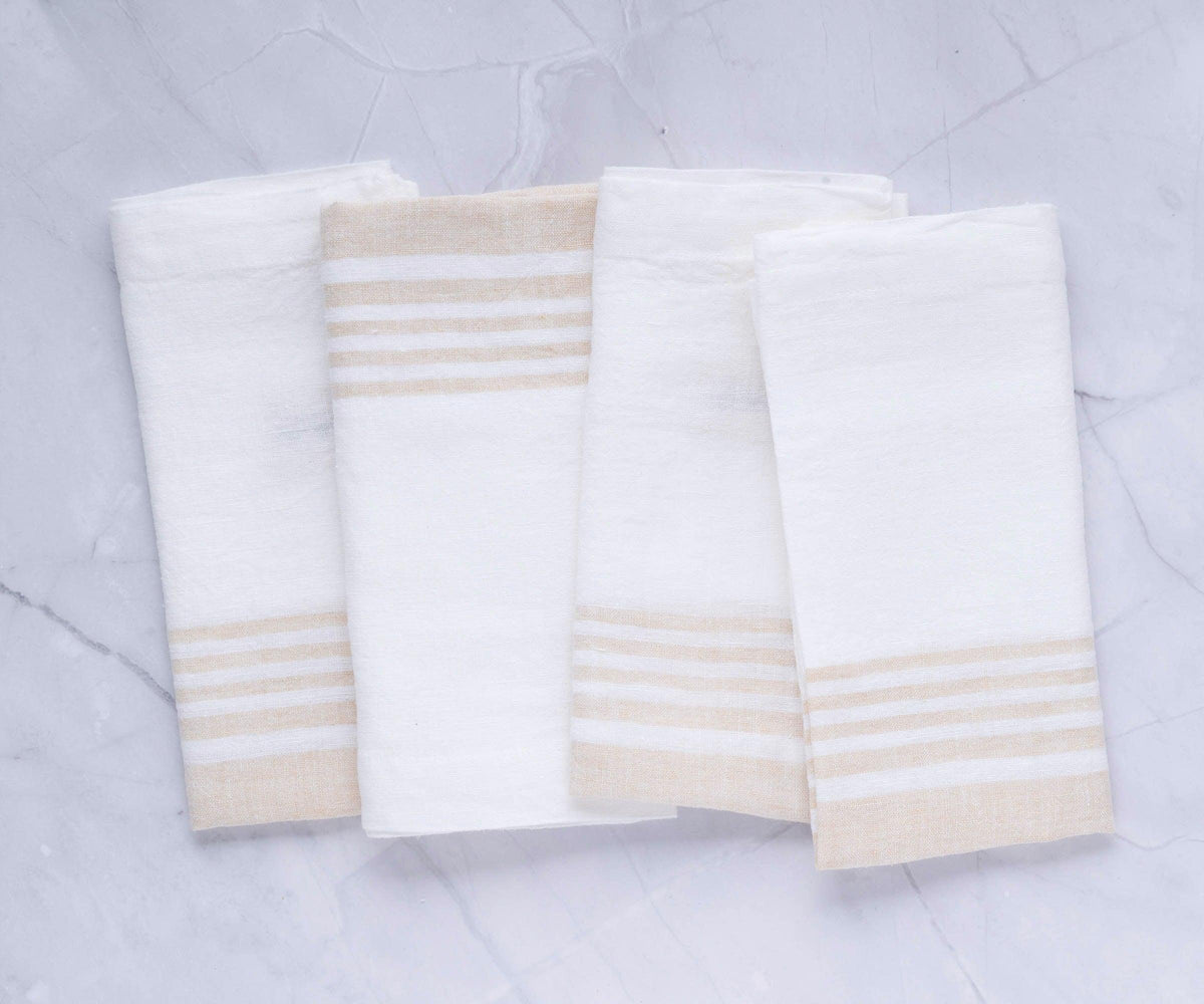 Red Linen Striped Napkins