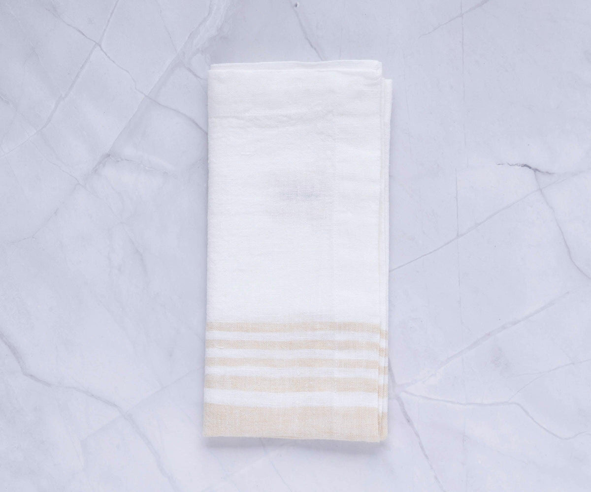 Beige Striped Napkins - Linen Cloth Napkins