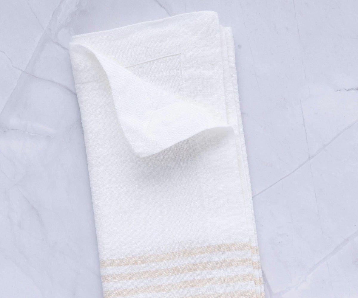 Red Linen Striped Napkins