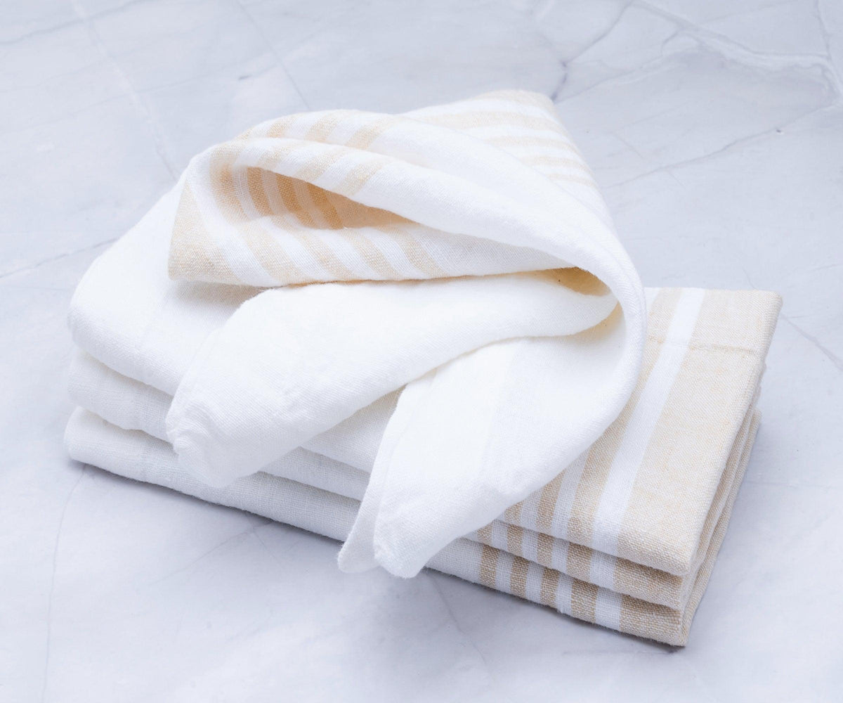 Red Linen Striped Napkins