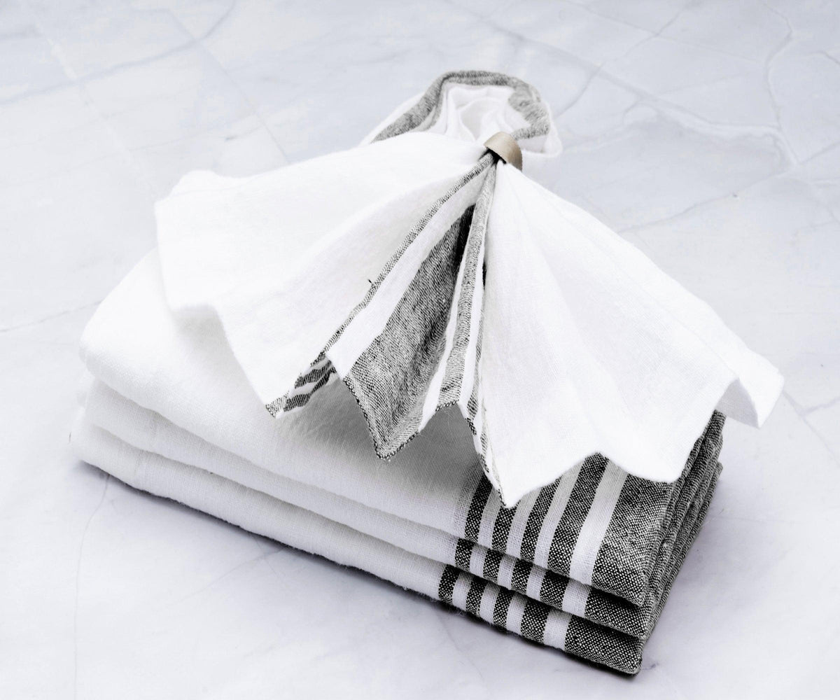 Red Linen Striped Napkins