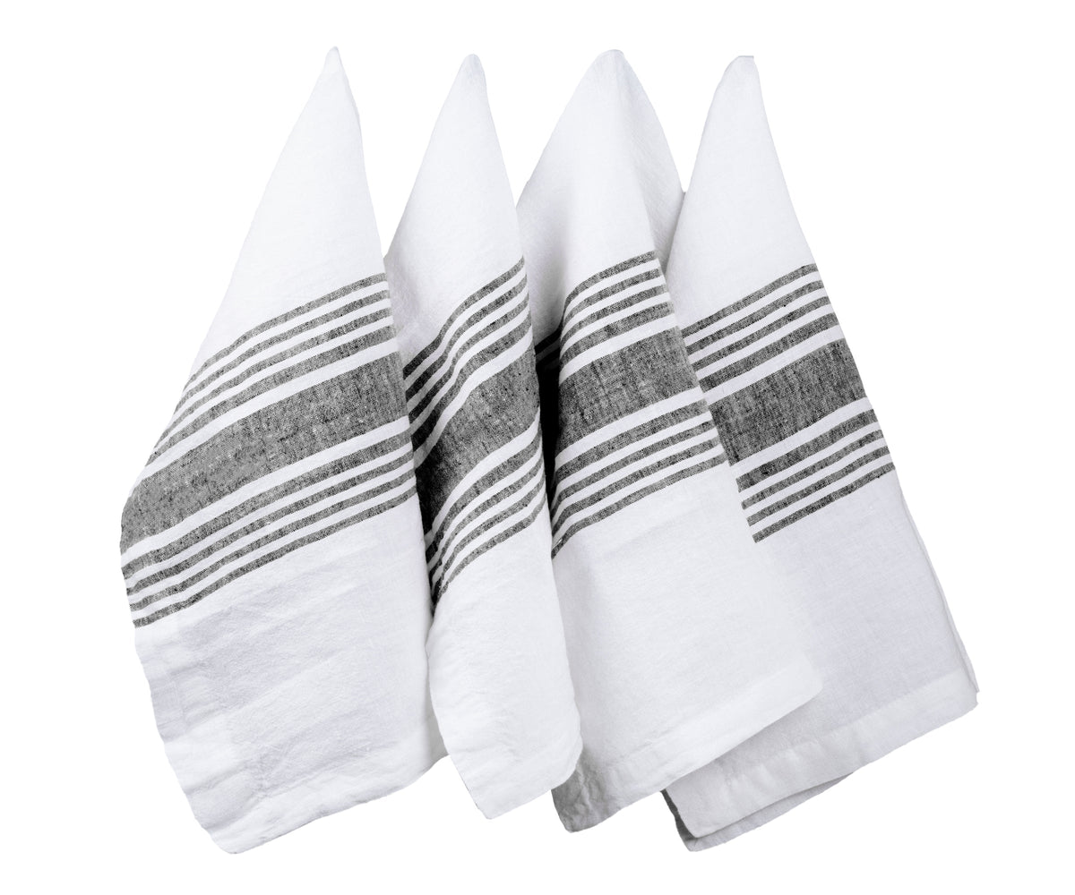 Red Linen Striped Napkins