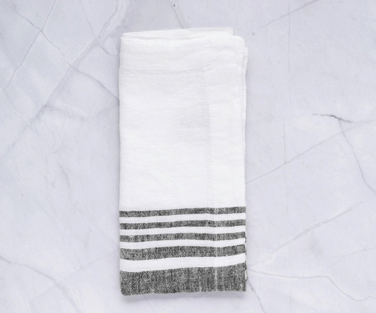 Red Linen Striped Napkins