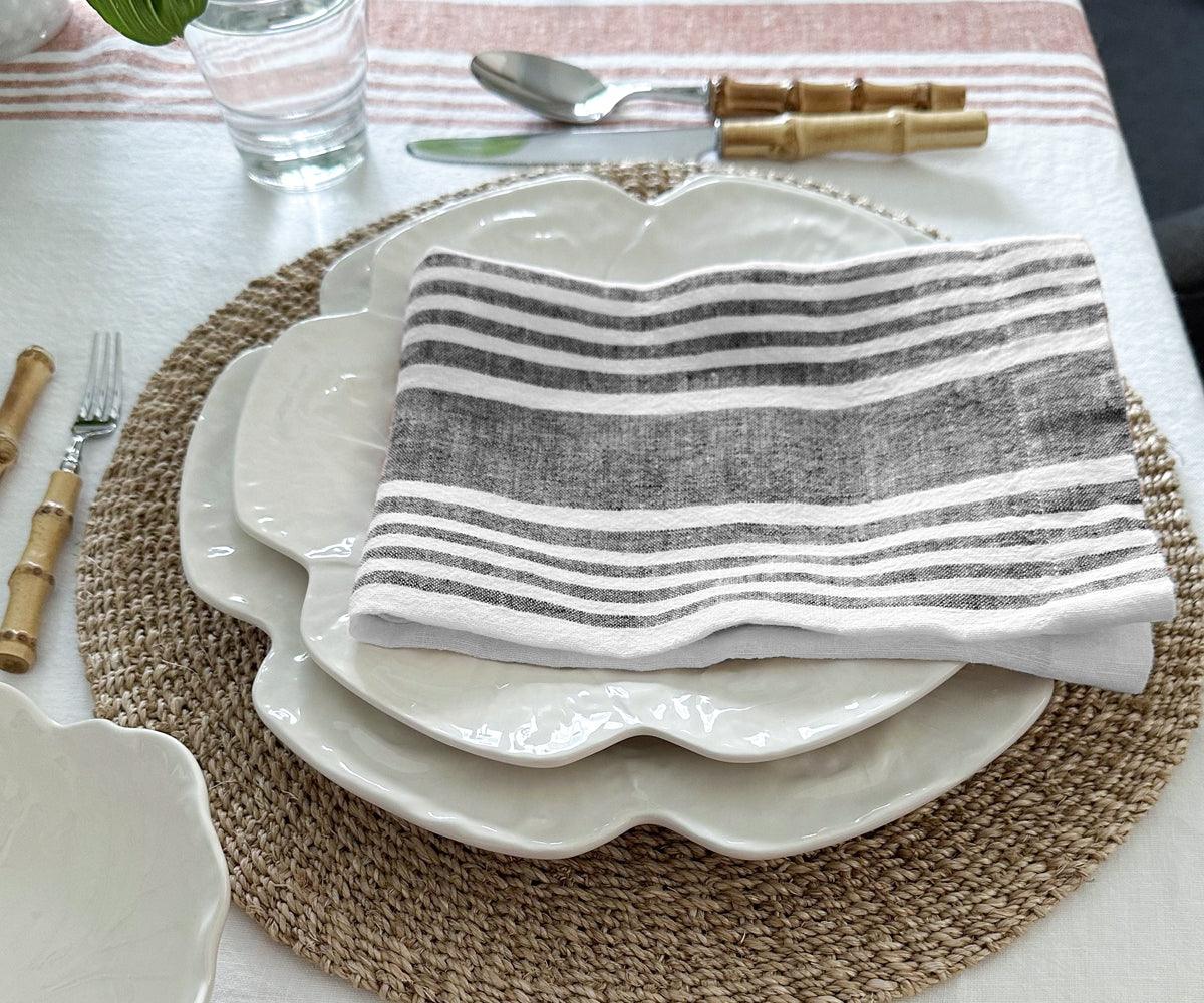 Red Linen Striped Napkins
