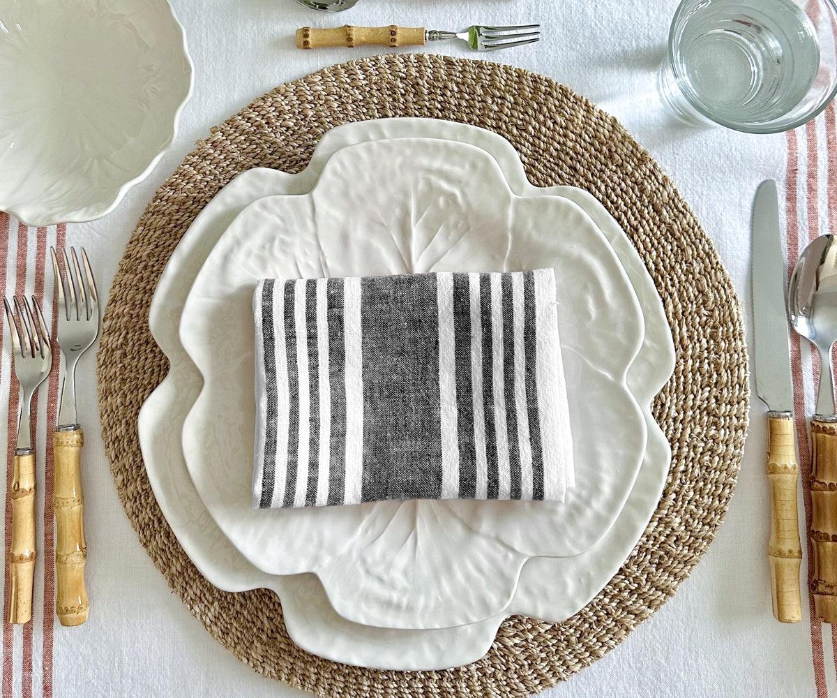 Red Linen Striped Napkins