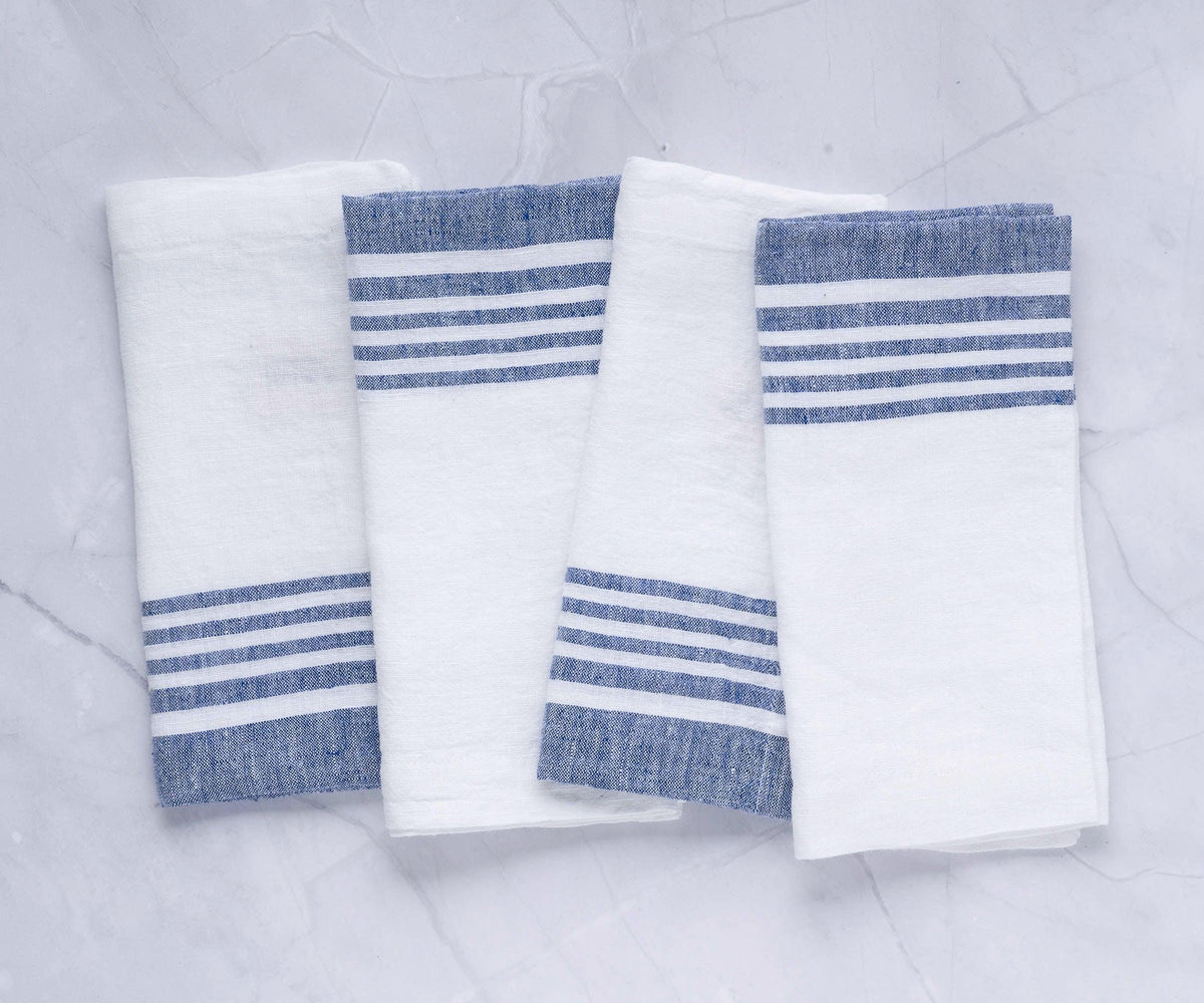 Red Linen Striped Napkins