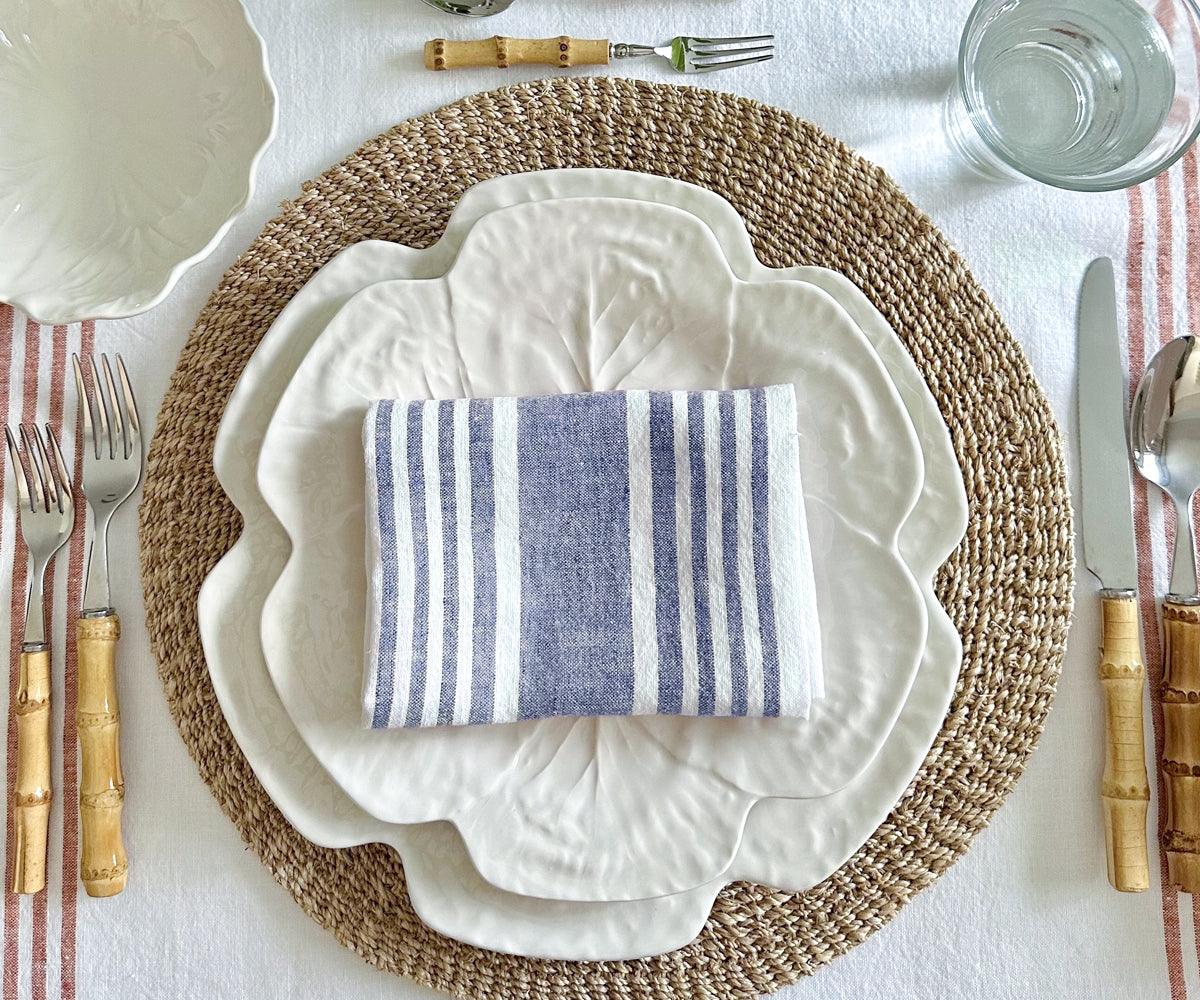 Red Linen Striped Napkins