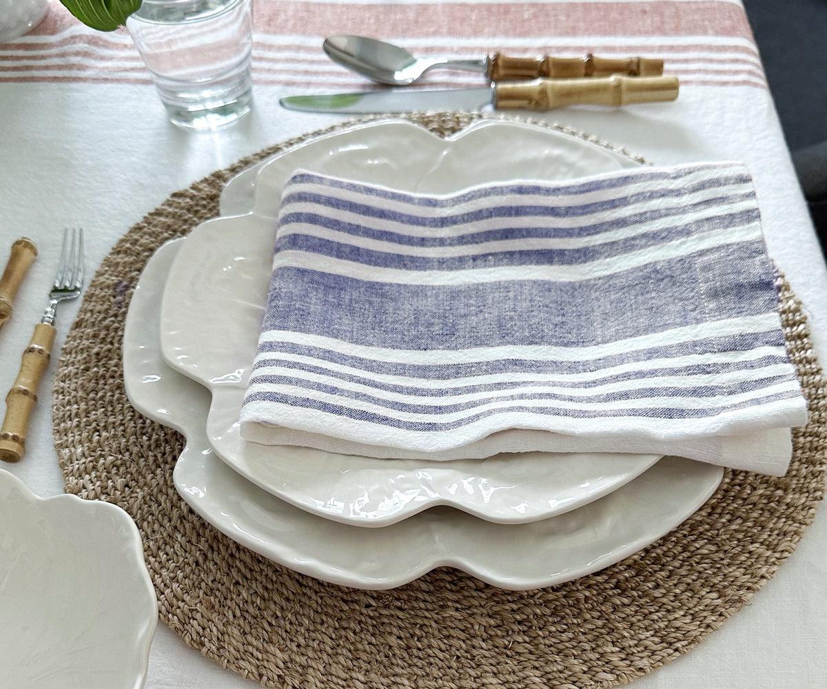 Blue Striped Napkins Set of 4, 8 & More