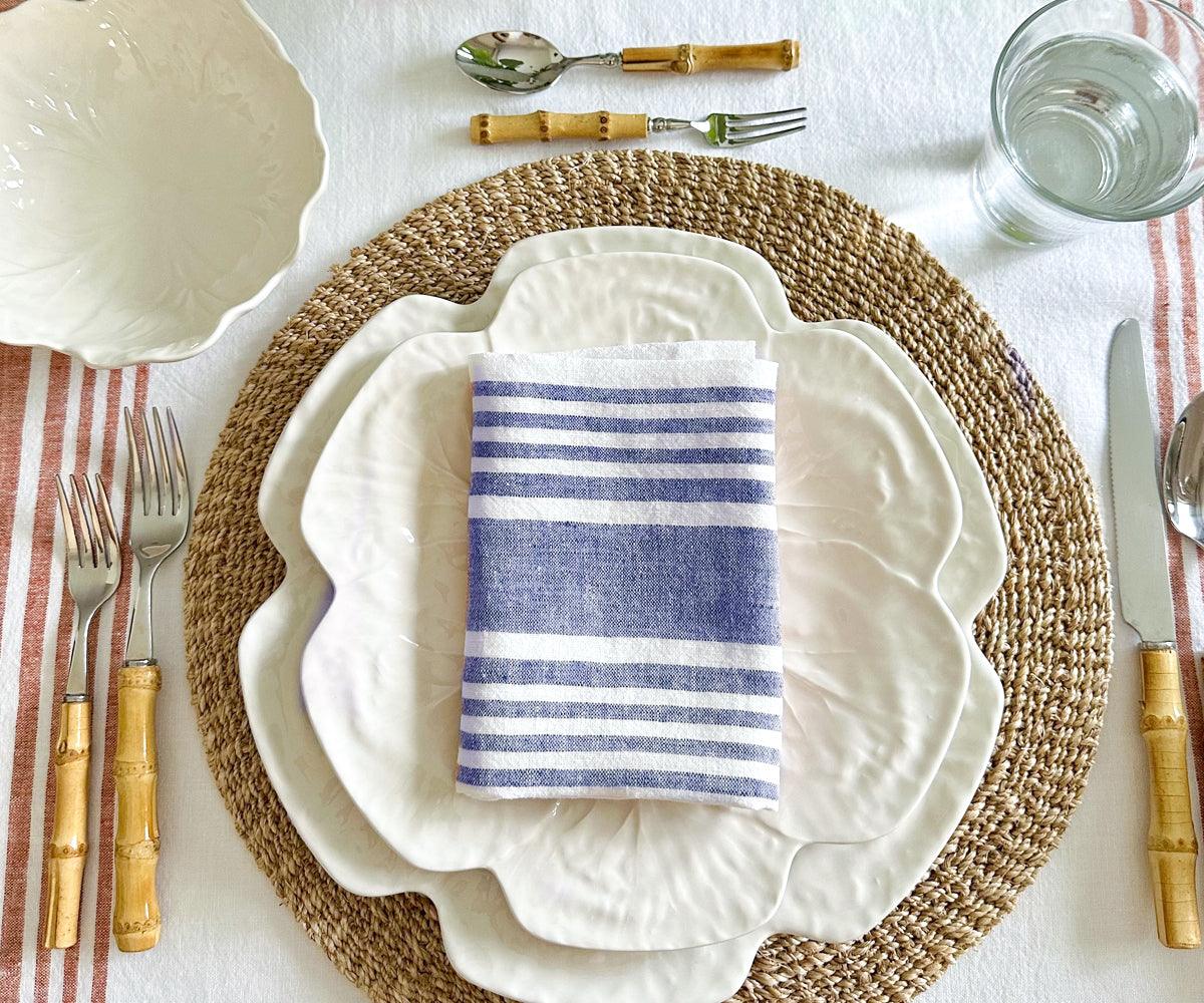 Blue Striped Napkins Set of 4, 8 & More