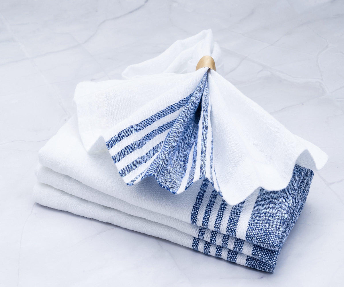 Blue Striped Napkins Set of 4, 8 & More