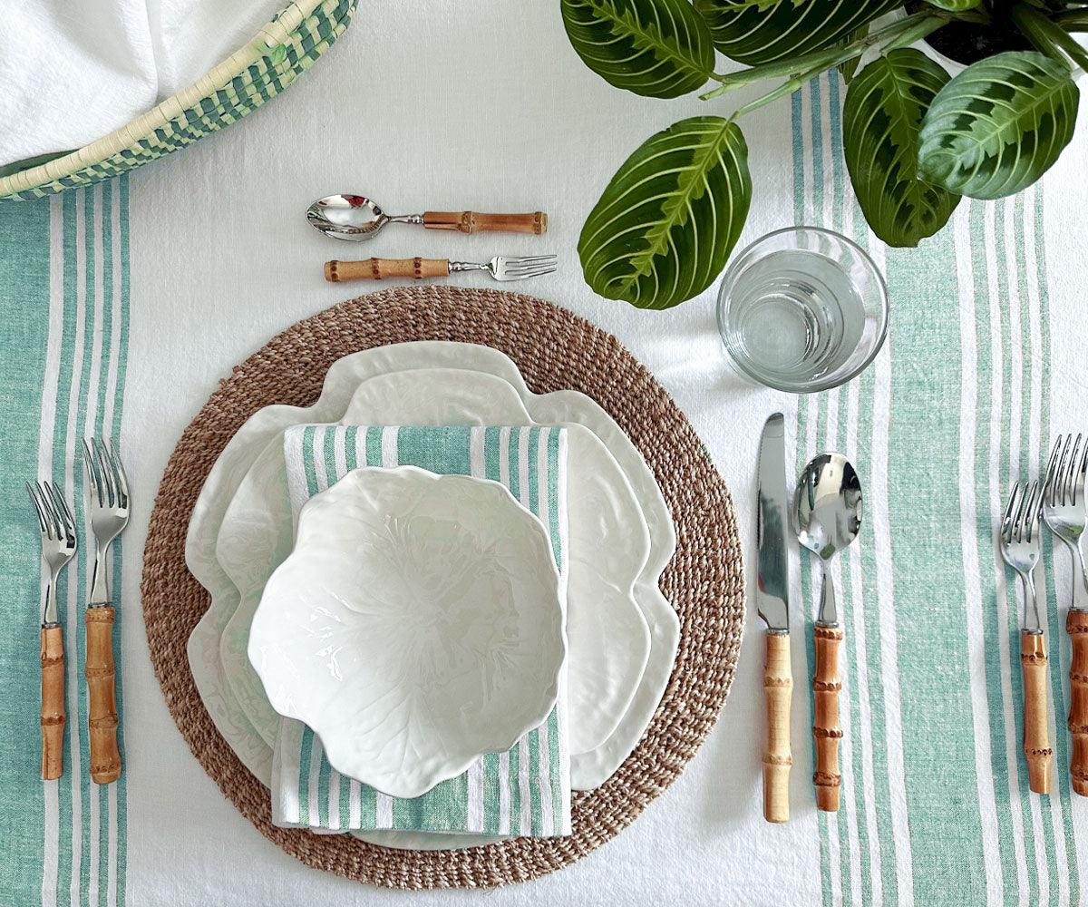 Red Linen Striped Napkins