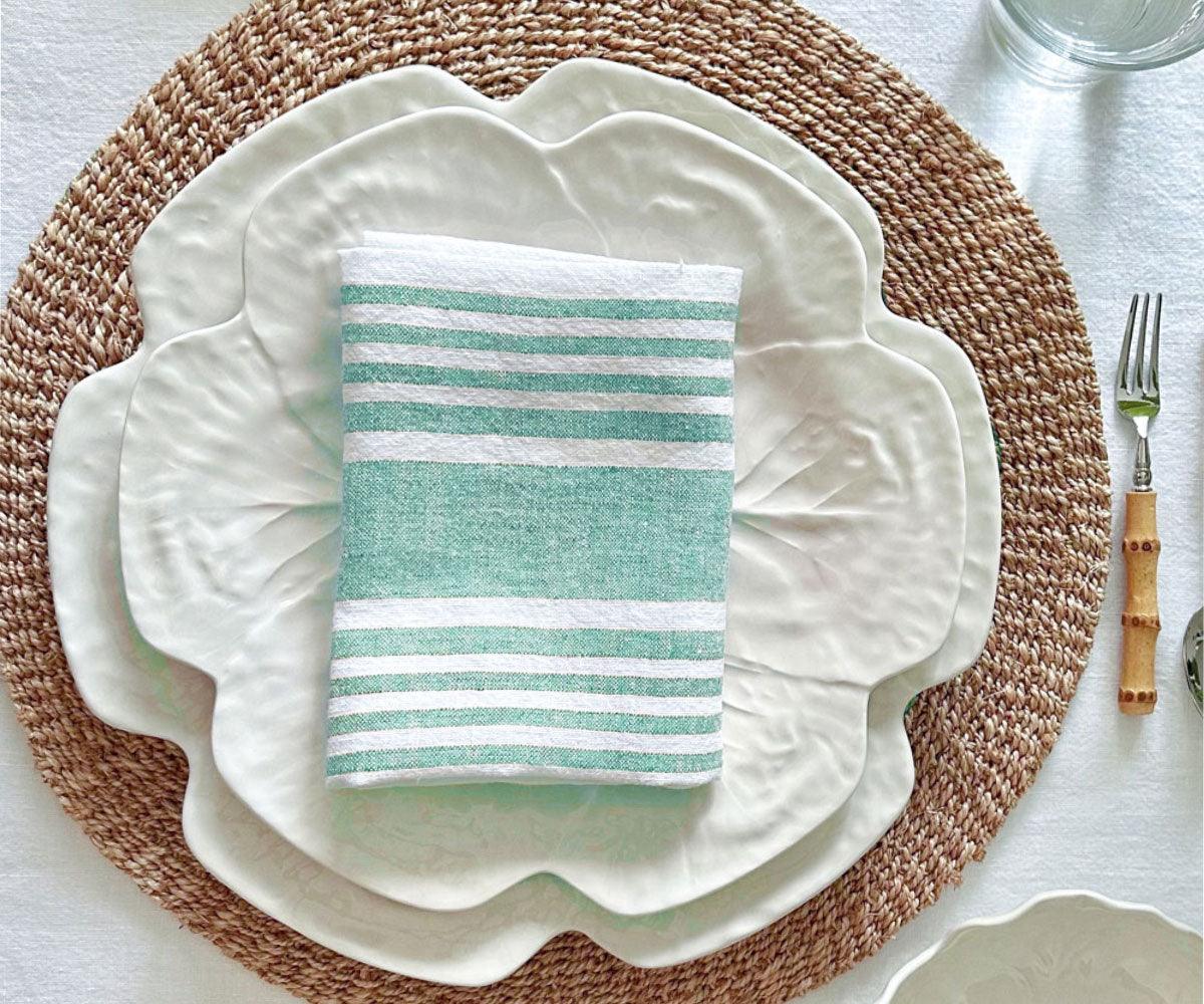 Red Linen Striped Napkins
