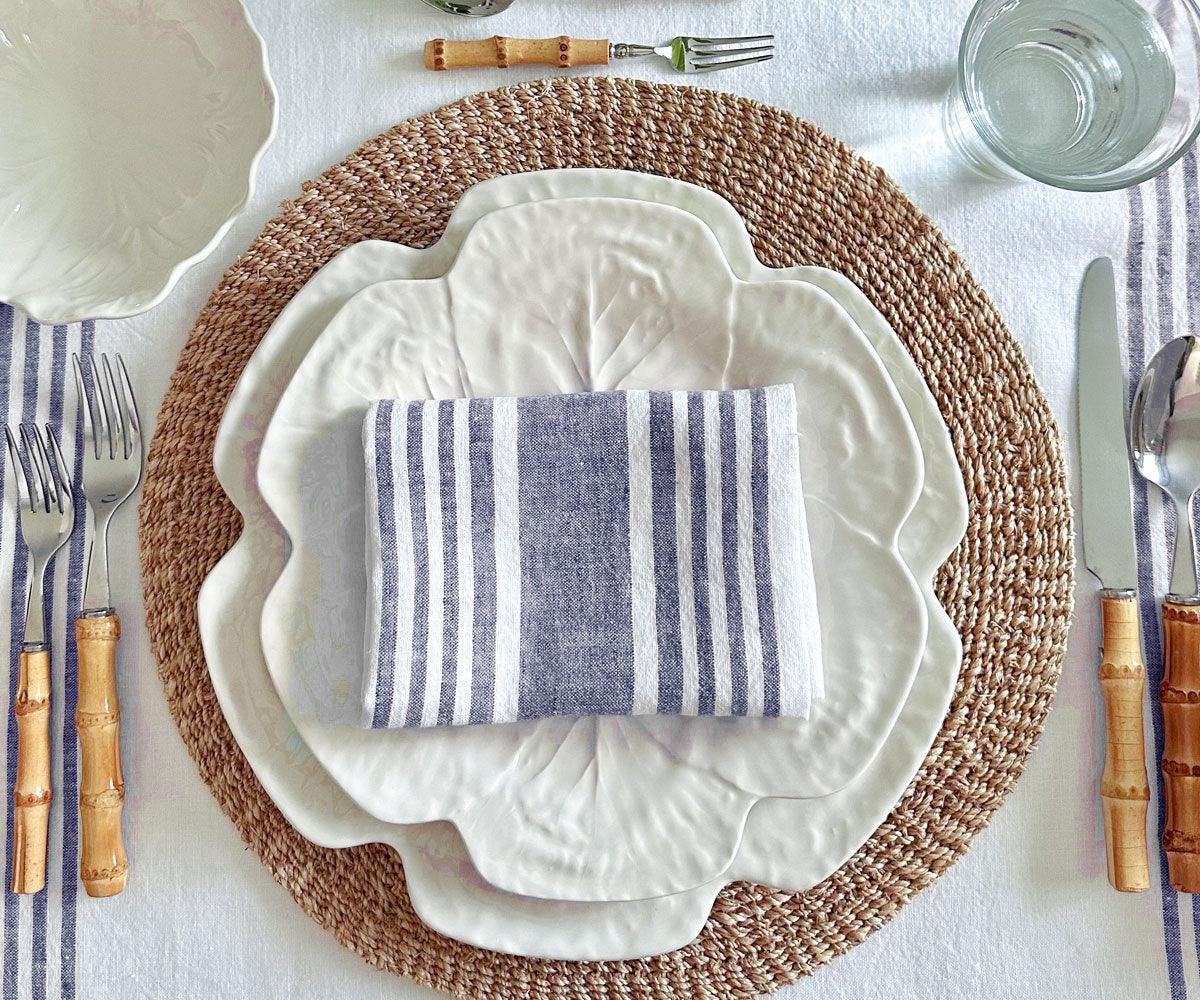 Red Linen Striped Napkins