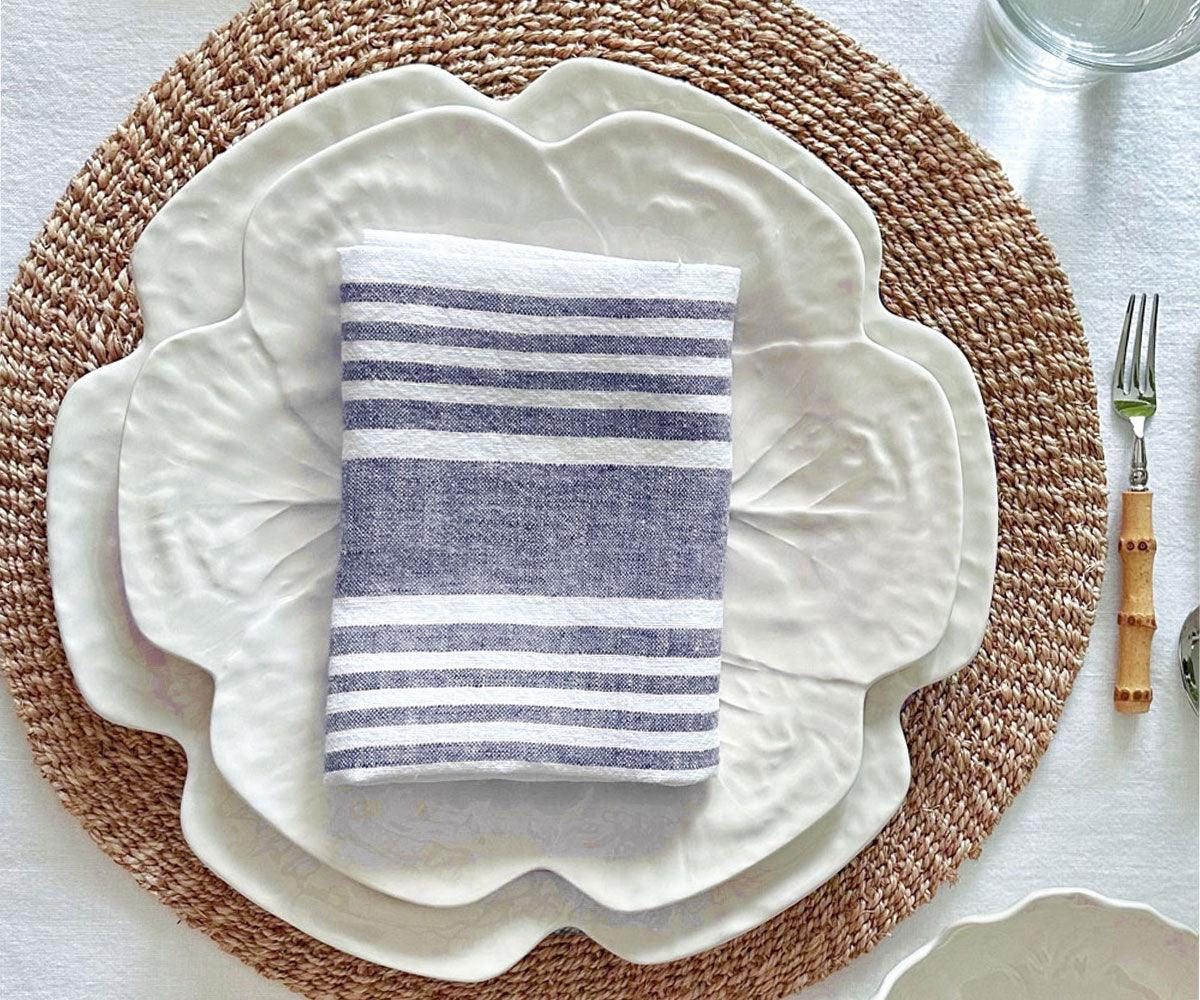 Navy Blue Striped Napkins Set of 4, 8 & More