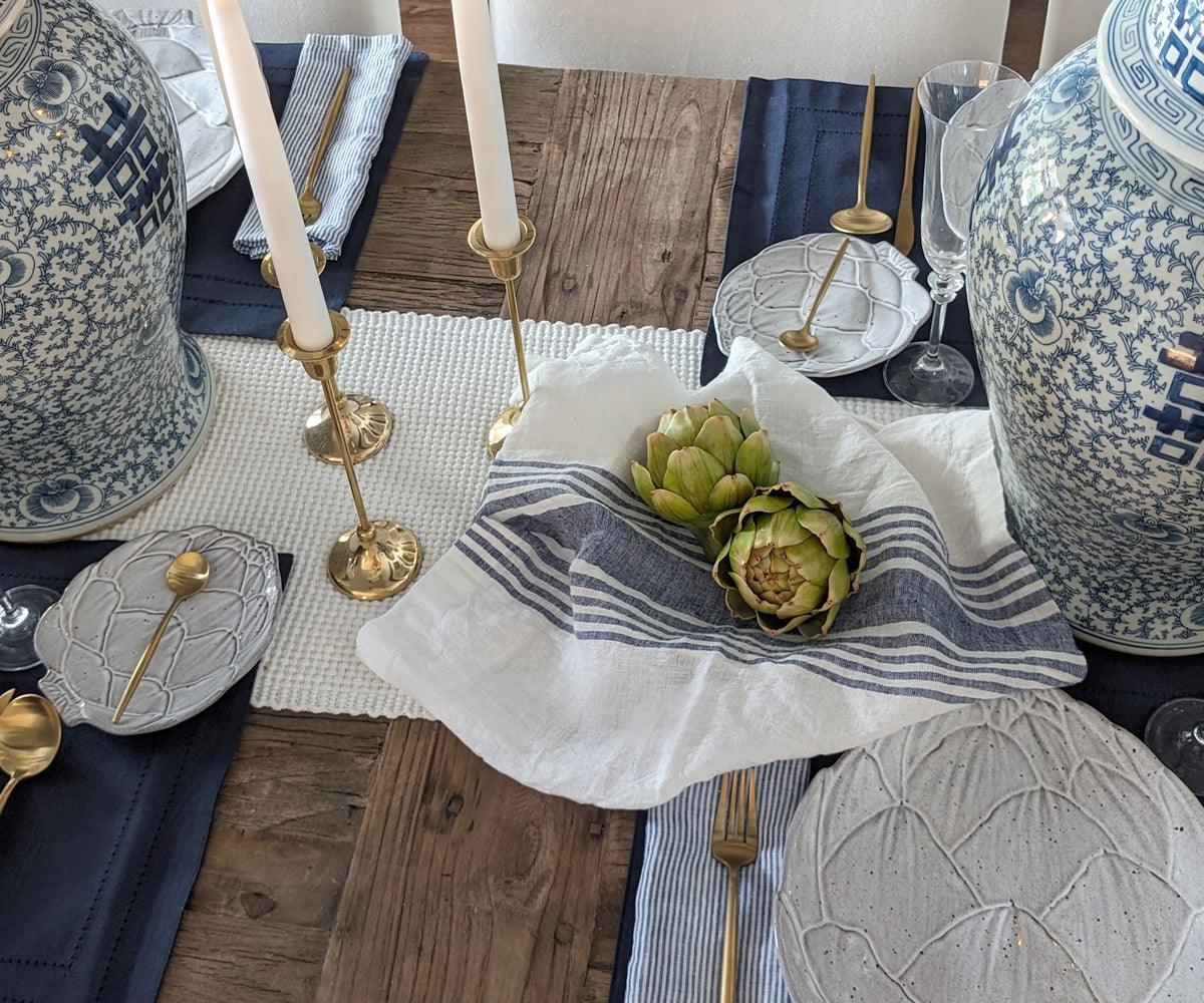 Navy Blue Striped Napkins Set of 4, 8 & More