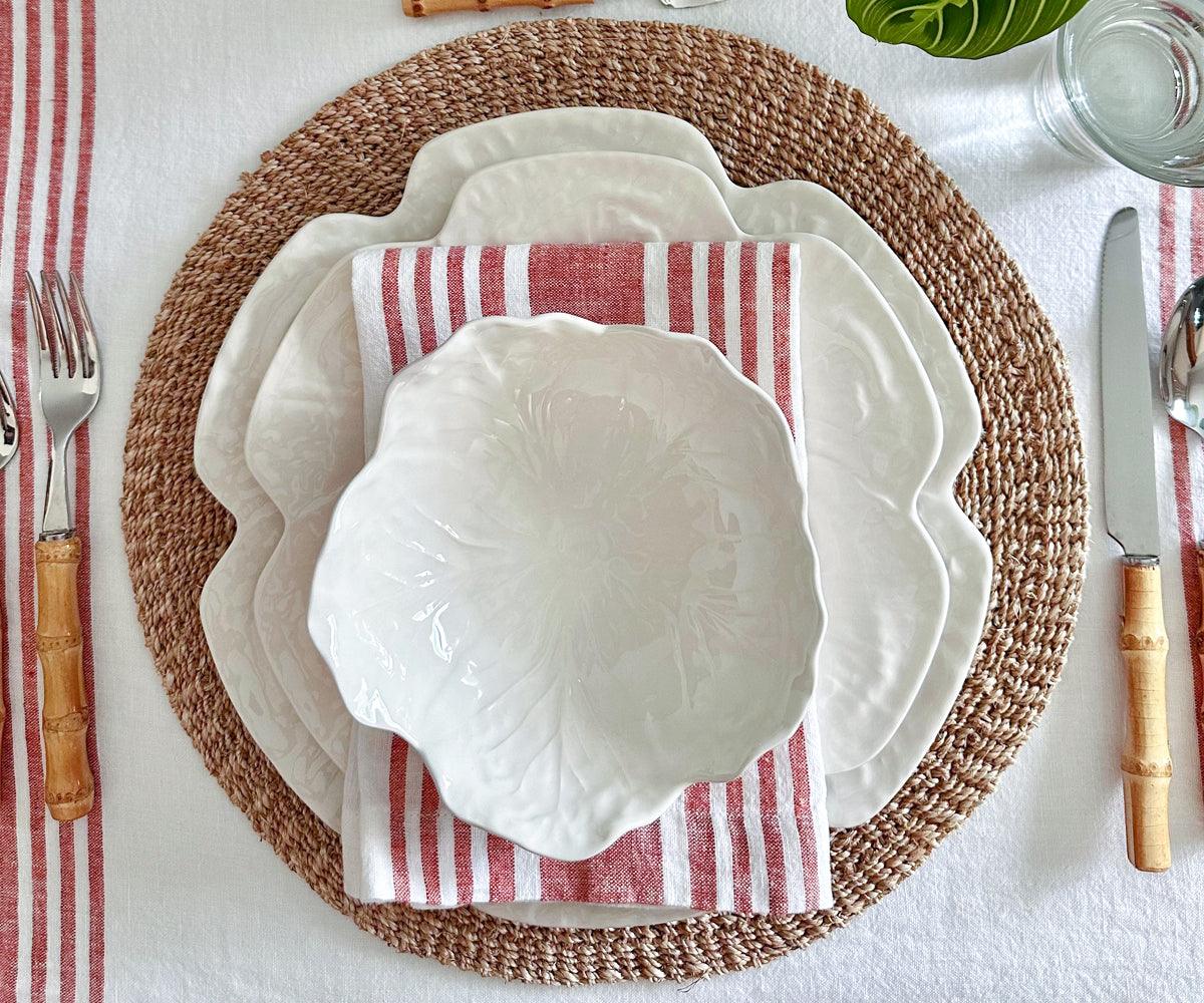 Red Linen Striped Napkins