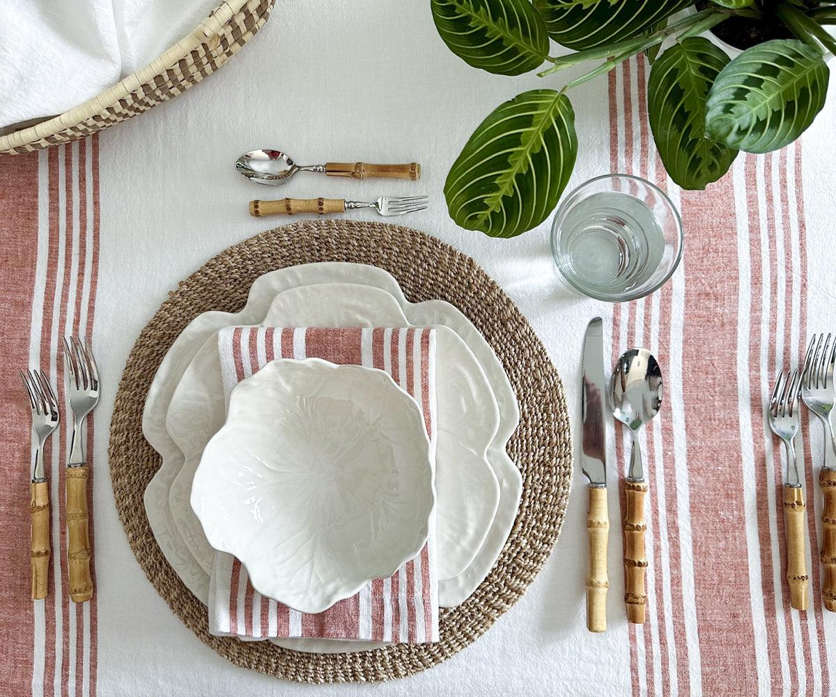 Red Linen Striped Napkins
