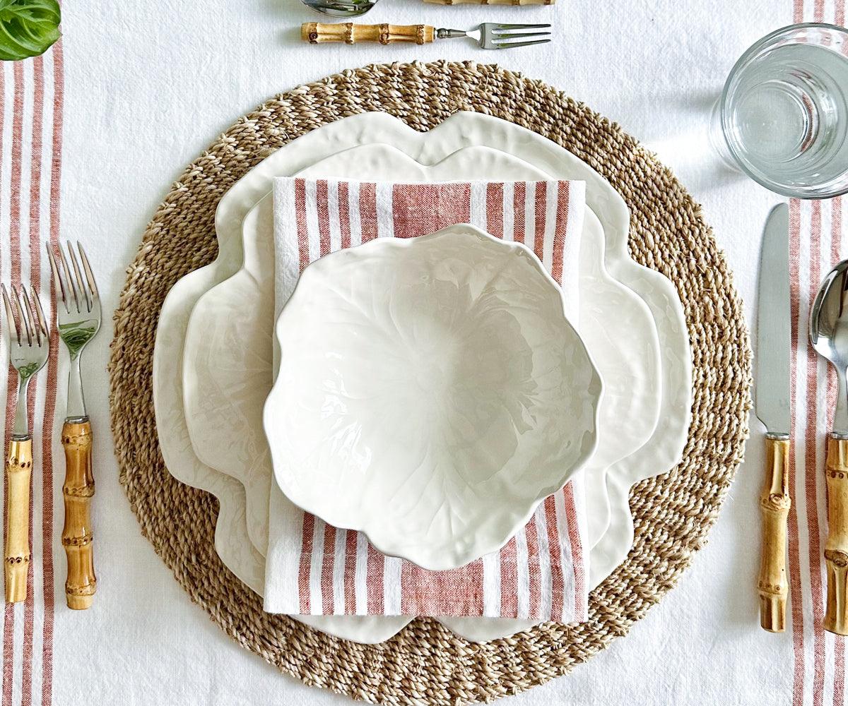 Red Linen Striped Napkins