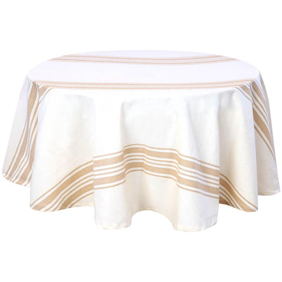 Beige Striped Round Tablecloth