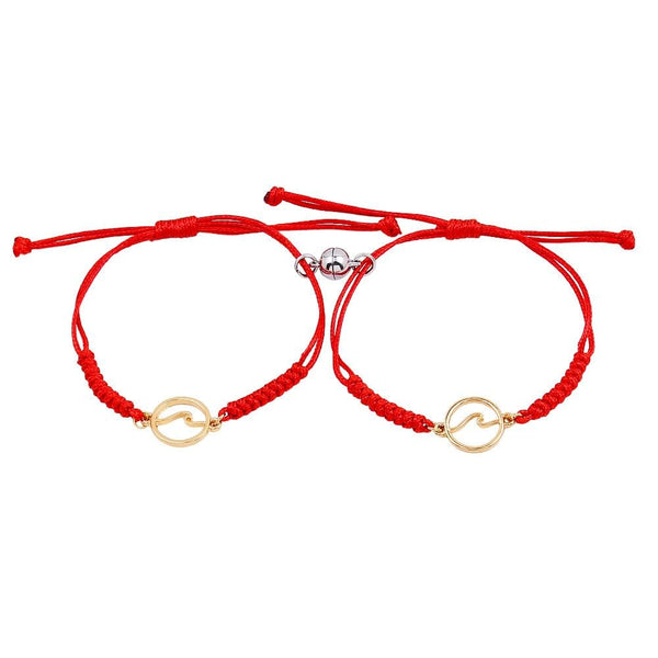 Couple Magnets Bracelets Ocean Waves Charm Pinky Promise Bracelets Adjustable For Women Men Friendship Valentine's Day Couple Bracelet For Women Love Friendship Rope Braided Distance Bangle Magnetic Bracelets Paired Jewelry Bracelet