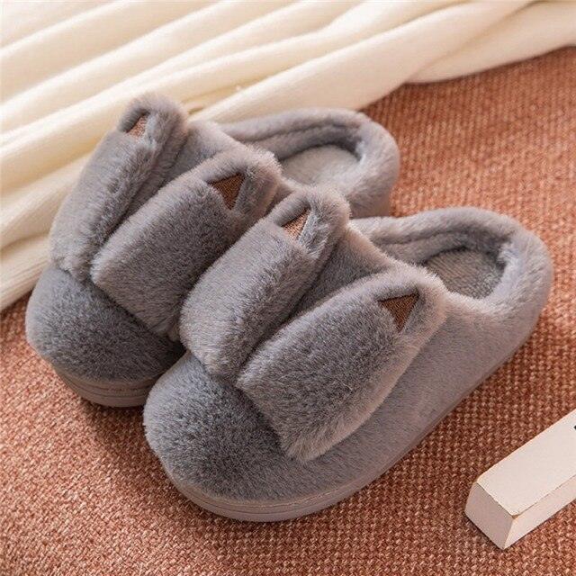 Couples Home Slippers Warm Cute Womans Mens Slipper Winter Shoes New Fashion Casual Fur Plush Slides Winter Slippers For Women House Slippers Fluffy Soft Comfy Fuzzy Slippers Faux Fur Plush Anti-Skid Slippers
